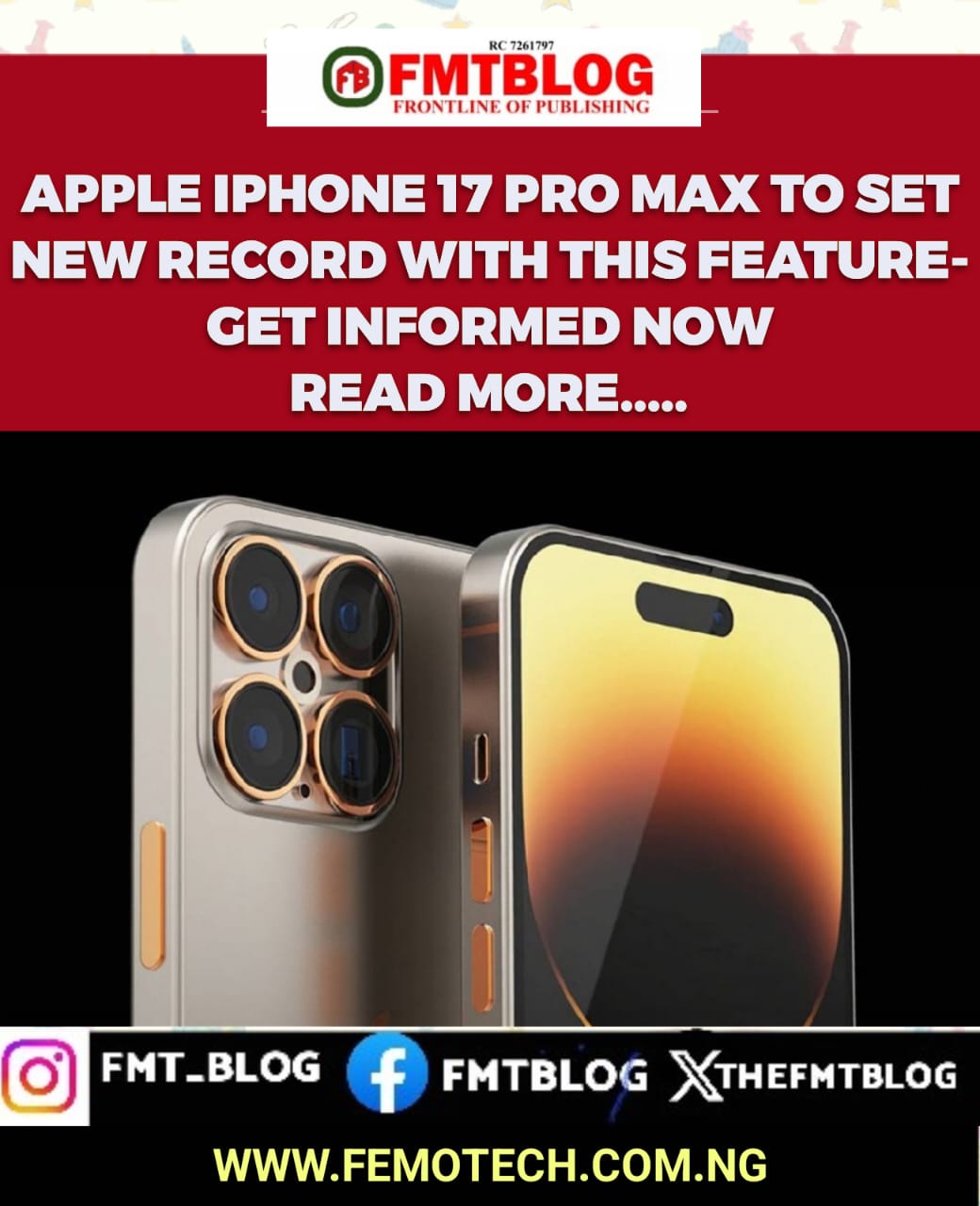 Apple iPhone 17 Pro Max To Set New Record With This Feature!- Get Informed Now