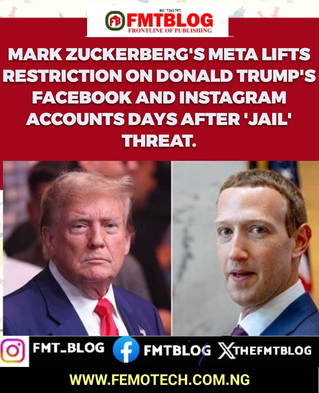 Mark Zuckerberg’s Meta Lifts Restriction On Donald Trump’s Facebook And Instagram Accounts Days After ‘Jail’ Threat