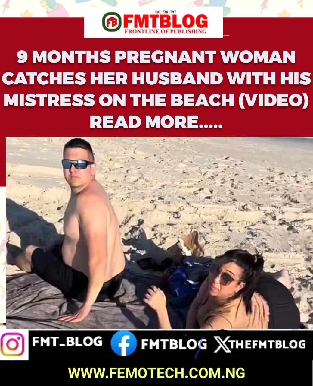 Bursted!- 9 Months Pregnant Woman Catches Her Husband With His Mistress On The Beach (VIDEO)