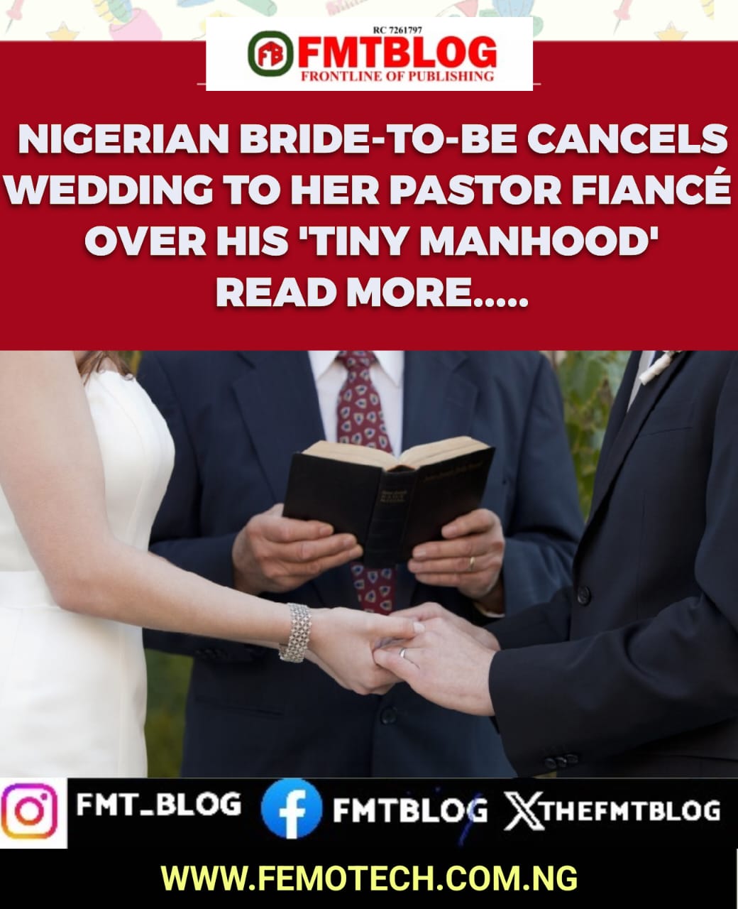 Nigerian Bride-To-Be Cancels Wedding To Her Pastor Fiancé Over His ‘Tiny Manhood’
