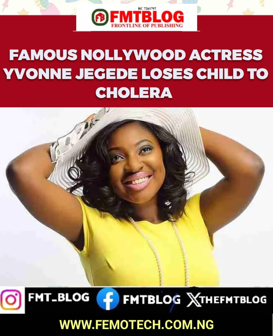 Famous Nollywood Actress Yvonne Jegede Loses Child To Cholera