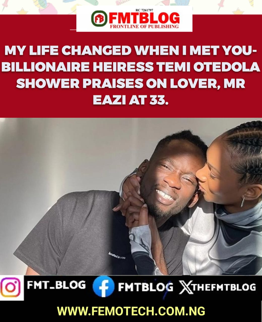 My Life Changed When I Met You-Billionaire Heiress Temi Otedola Shower Praises On Lover, Mr Eazi At 33
