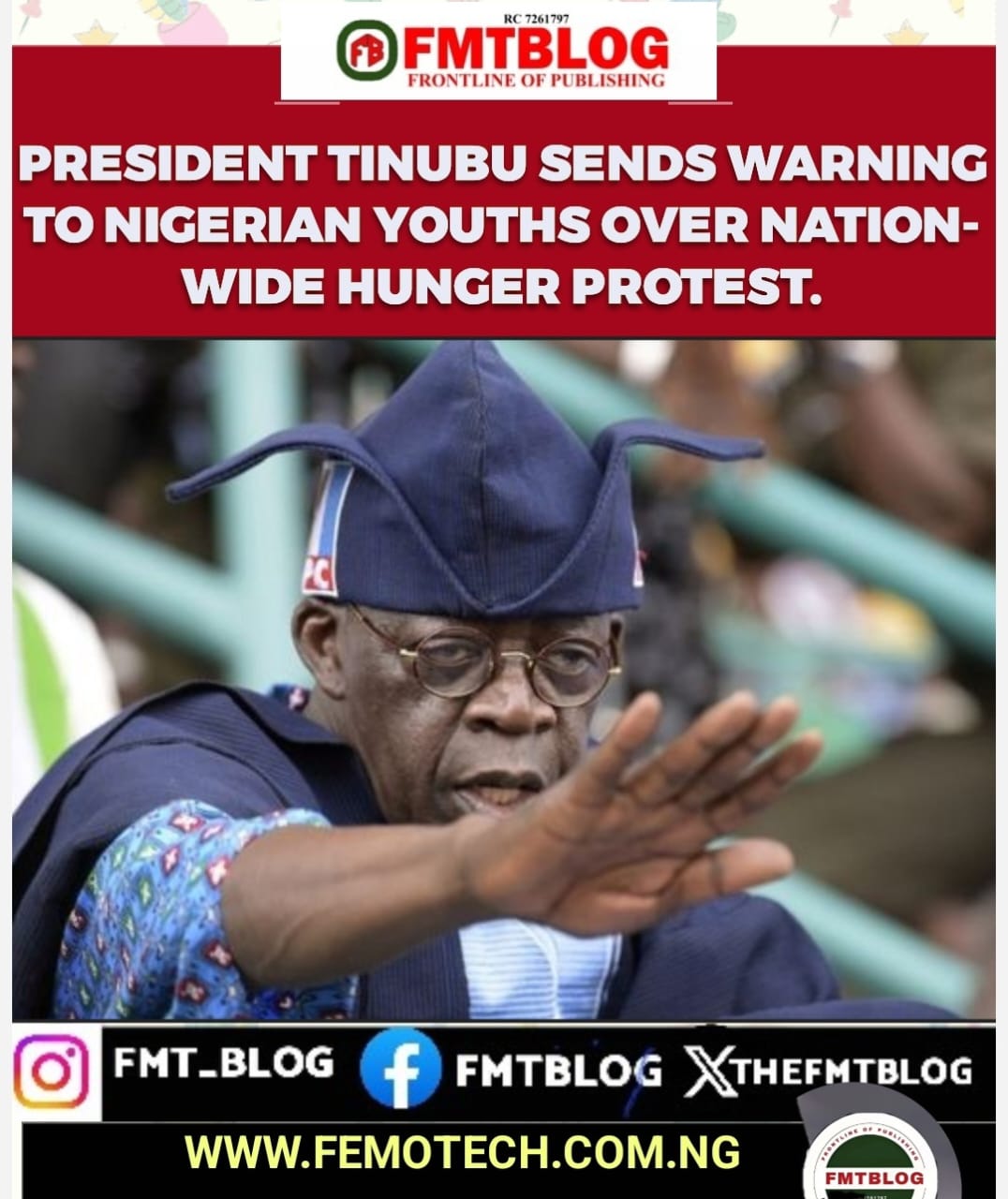 President Tinubu Sends Warning To Nigerians Youths Over Nationwide Hunger Protest