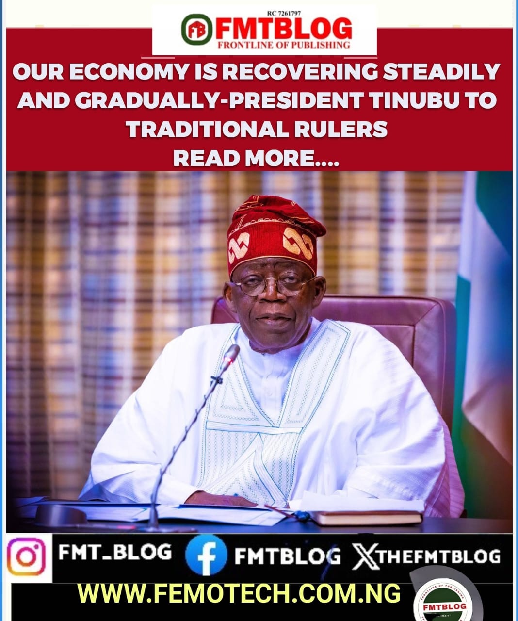 Our Economy Is Recovering Steadily And Gradually- President Tinubu Tells Traditional Rulers.