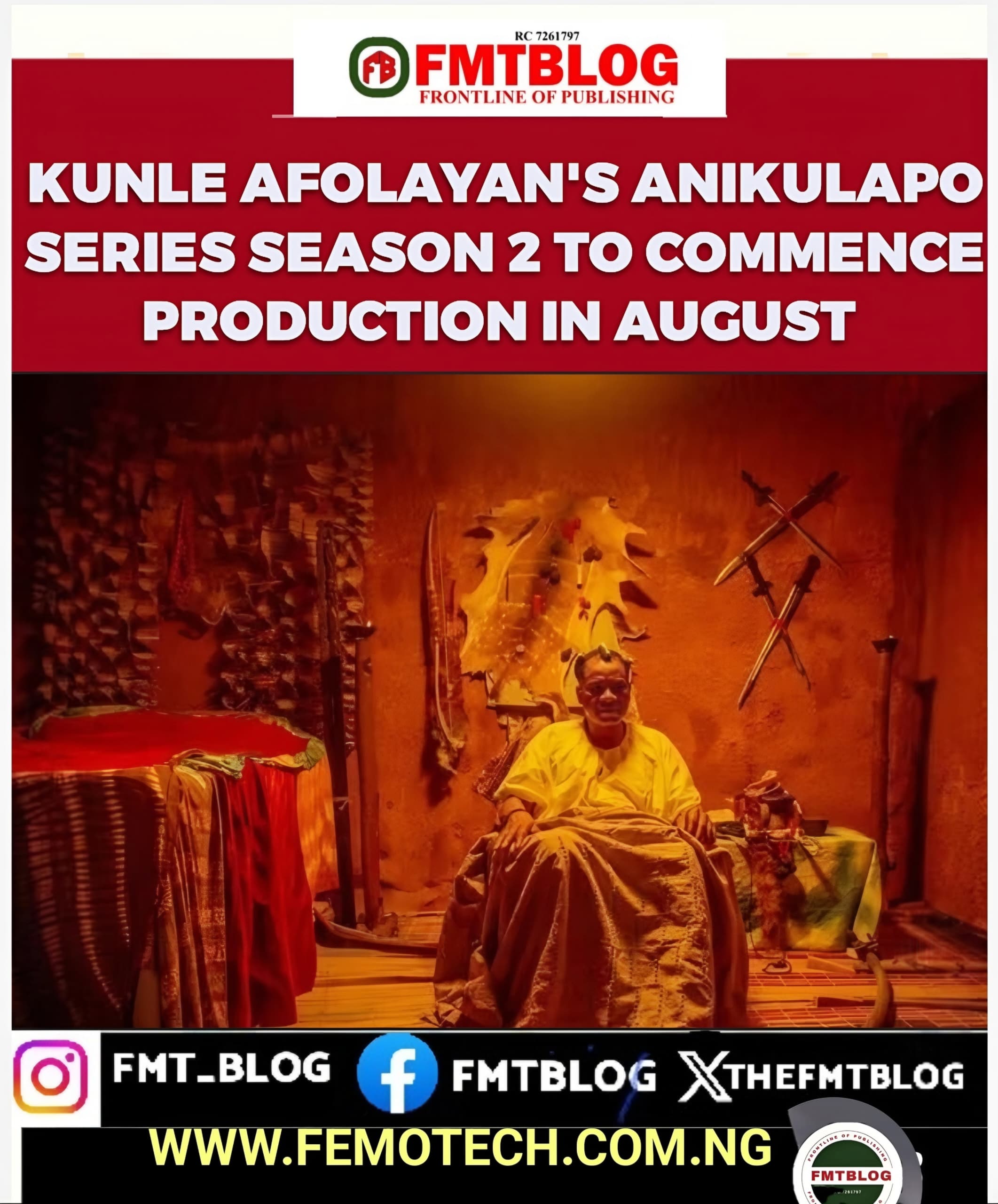 Kunle Afolayan’s Anikulapo Series Season 2 To Commence Production In August