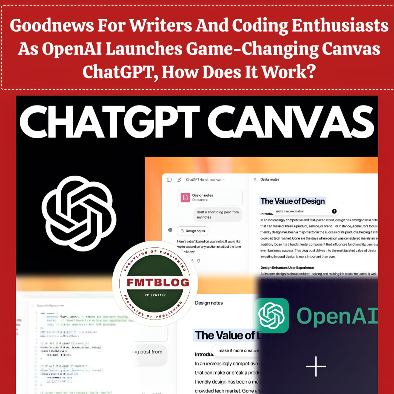 GoodNews For Writers And Coding Enthusiats As OpenAI Launches Game-Changing Canvas ChatGPT, How Does It Work?