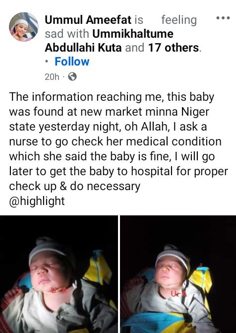 day-old baby girl abandoned in the market