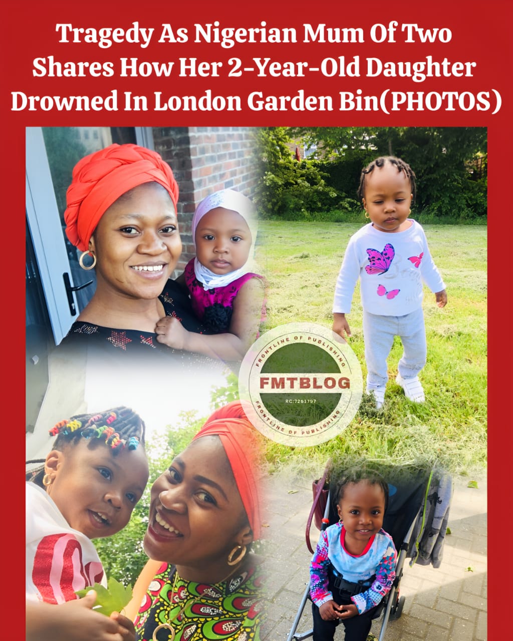 Tragedy As Nigerian Mum Of Two Shares How Her 2-Year-Old Daughter Drowned In London Garden Bin (PHOTOS)