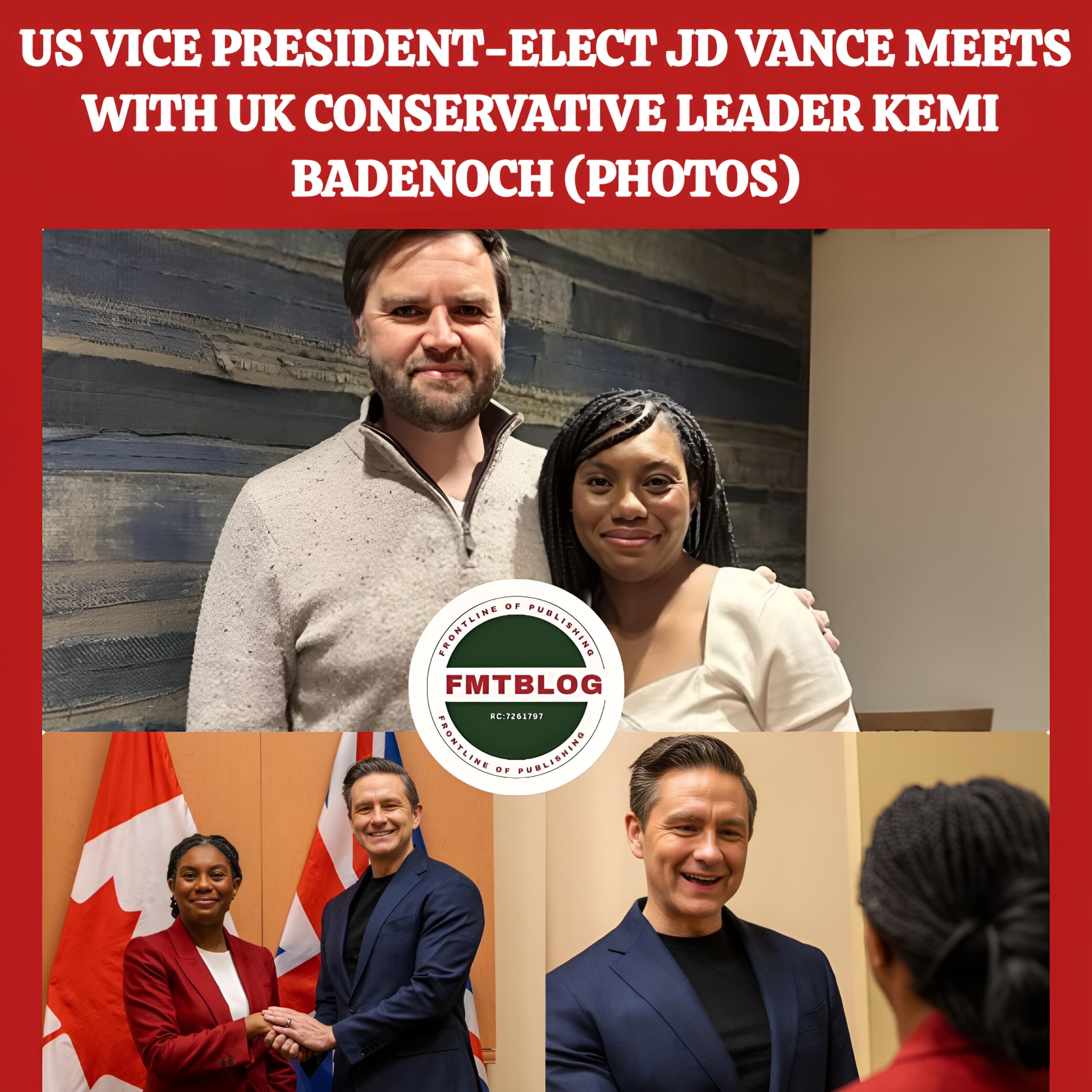 US Vice President-Elect JD Vance Meets With UK Conservative Leader, Kemi Badenoch (Photos)