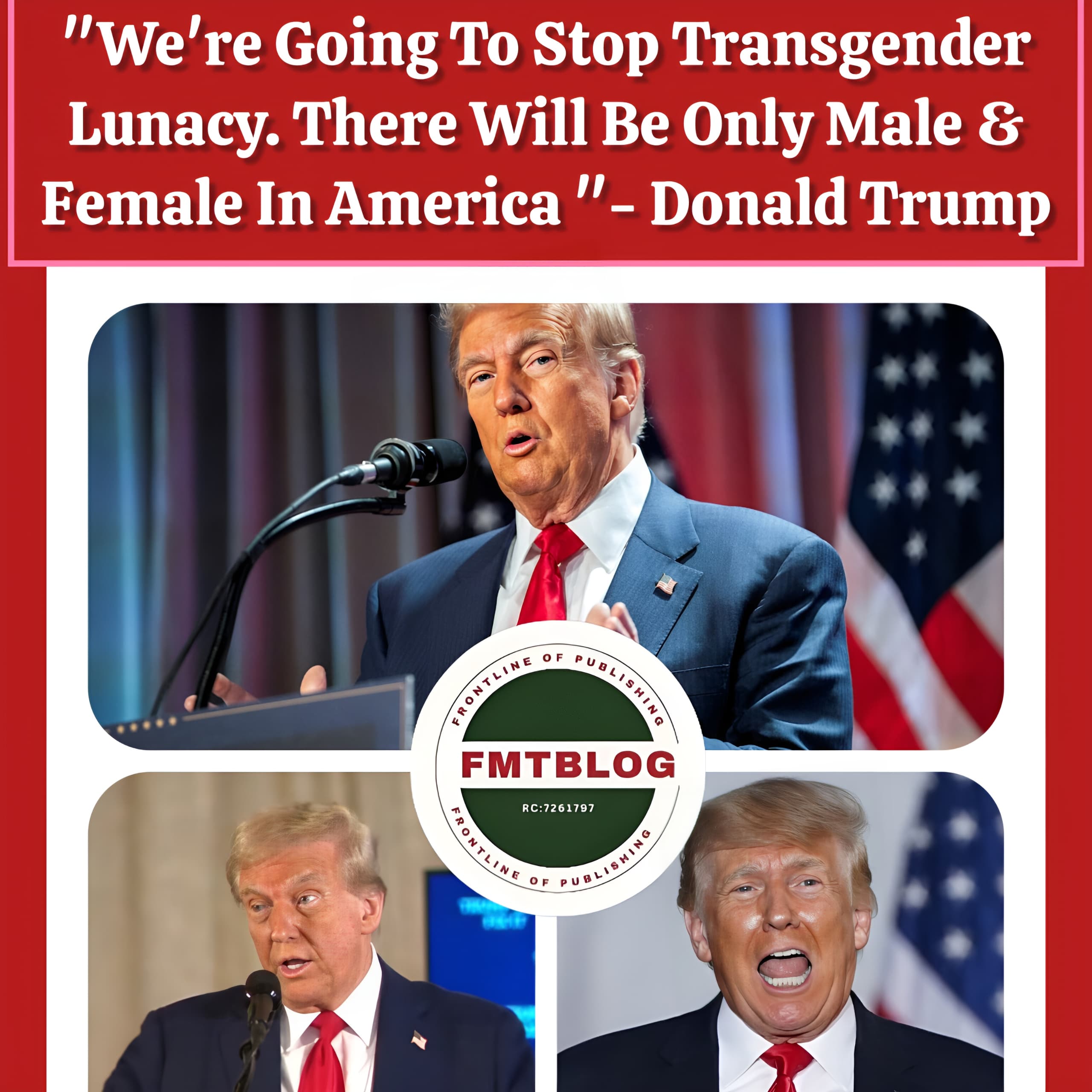 ”We’re Going To Stop Transgender Lunacy. There Will Be Only Male & Female In America”-Donald Trump(Video)