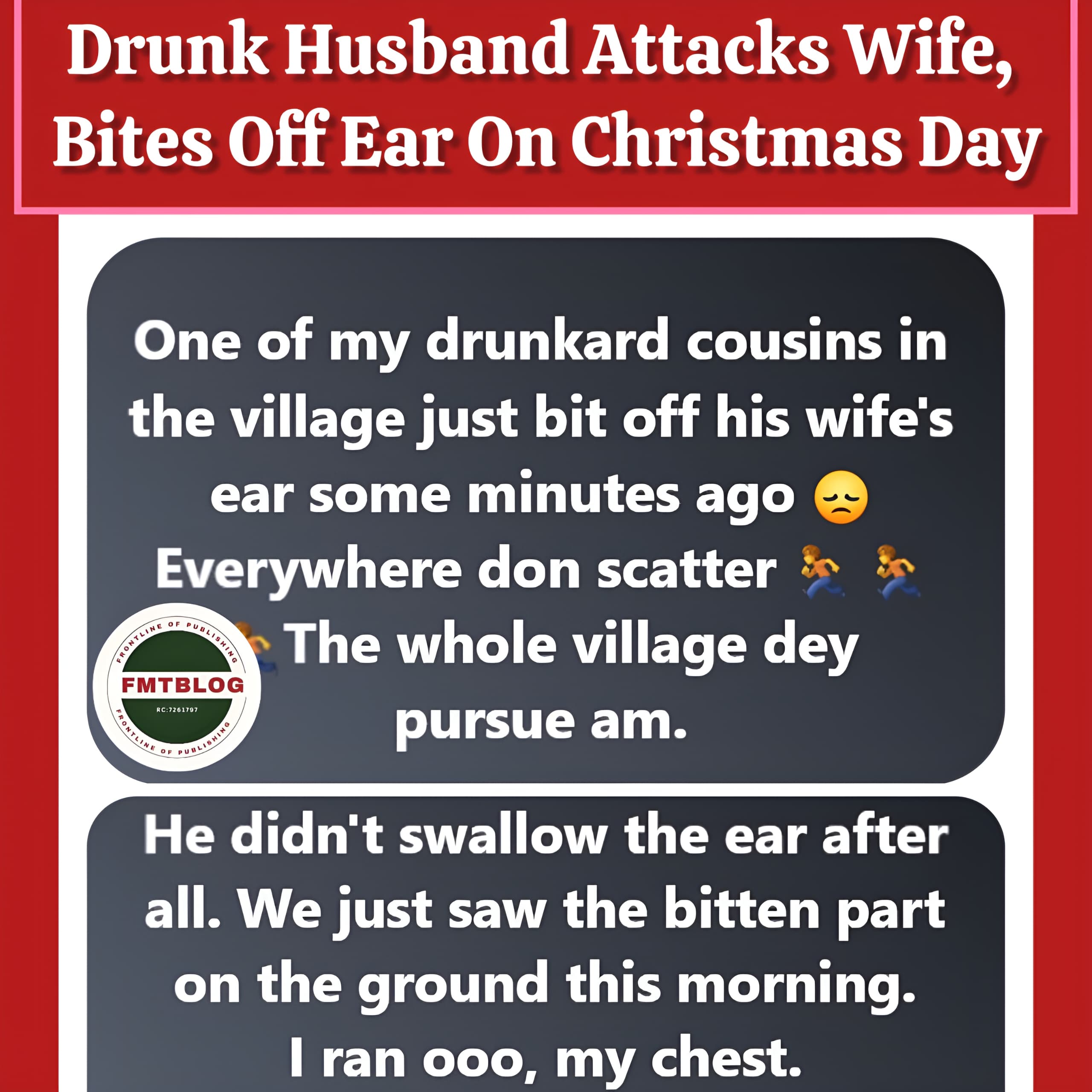 Drunk Husband Attacks Wife, Bites Off Ear On Christmas Day (Photos)