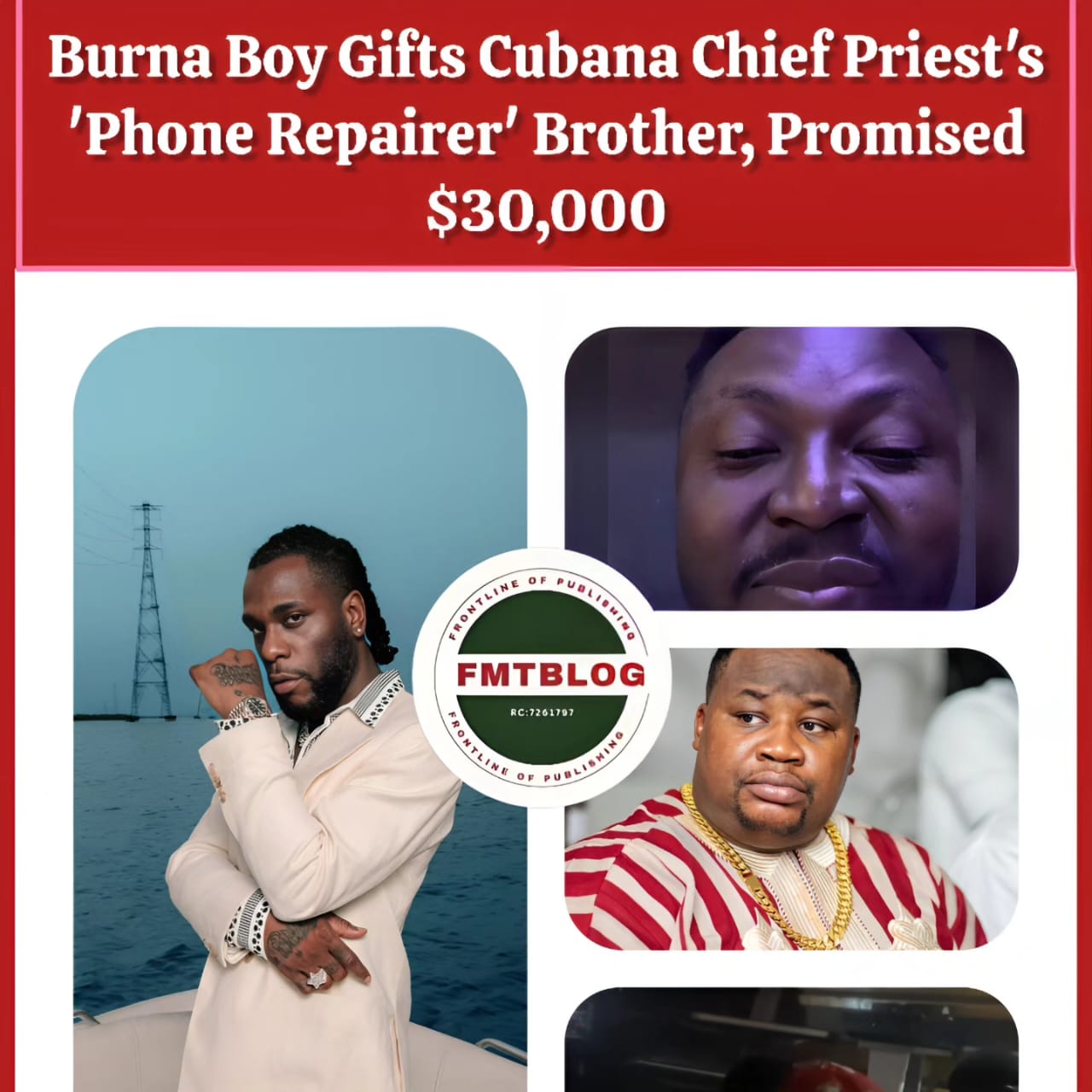 Burna Boy Gifts Cubana Chief Priest’s ‘Phone Repairer’ Brother, Promised $30,000 (Videos)