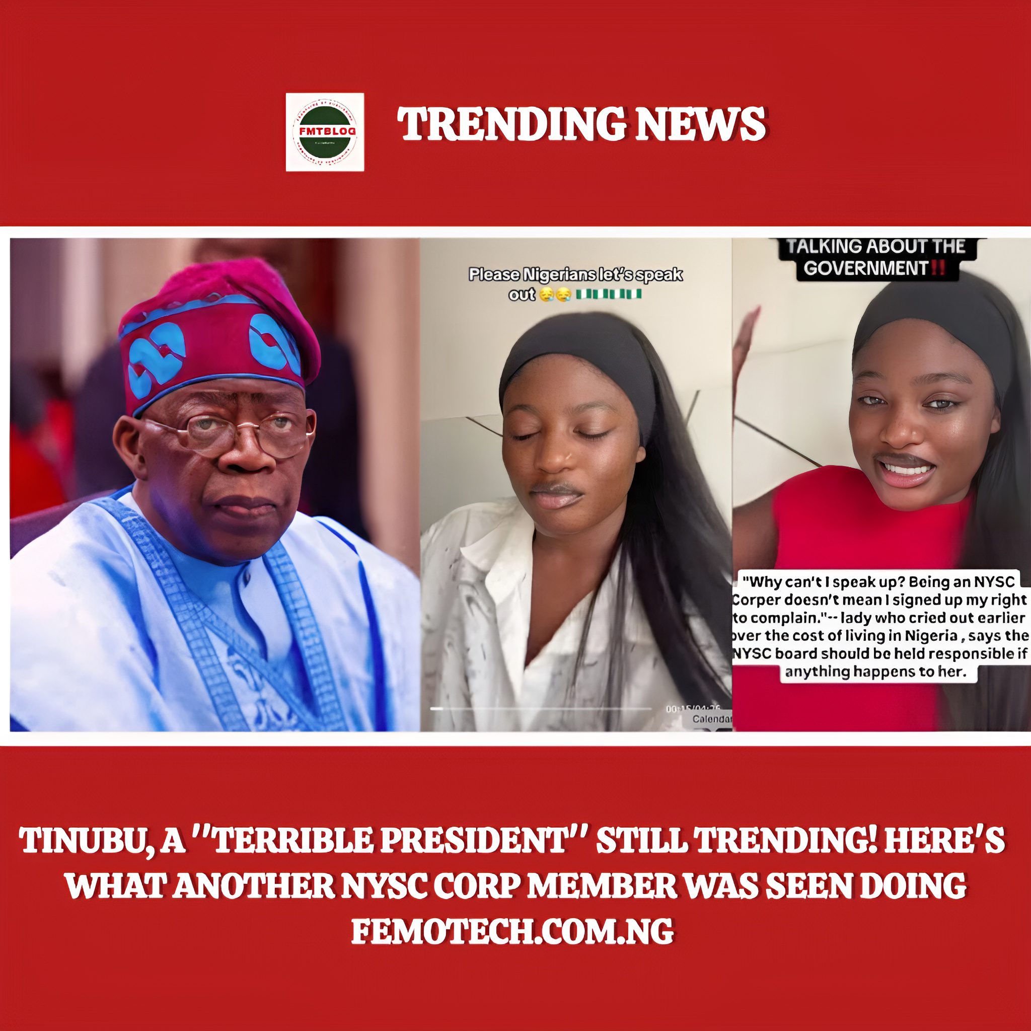 Tinubu, A ”Terrible President” Still Trending! Here’s What Another NYSC Corp Member Was Seen Doing