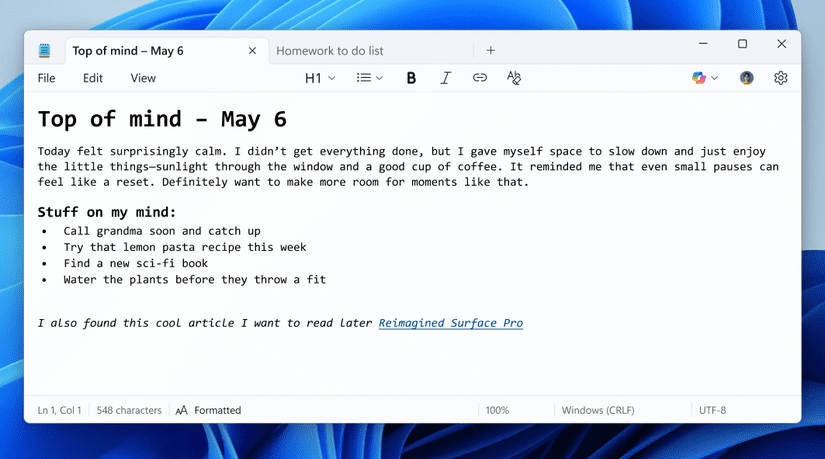 Microsoft's notepad