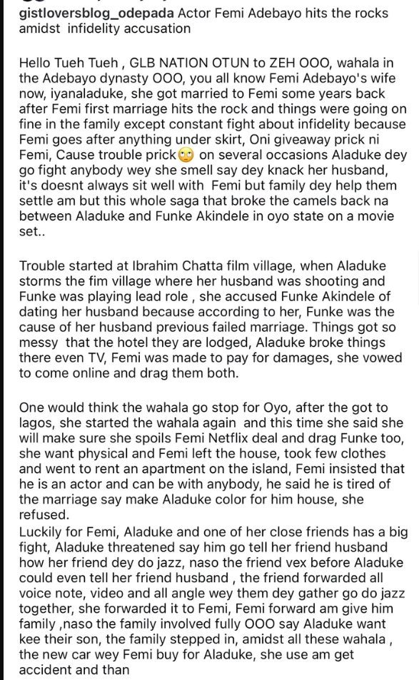 Femi Adebayo's wife omotayo confronts funke akindele