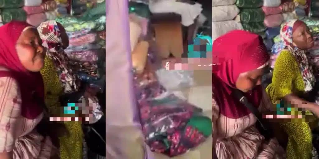 Women Disguised in Hijab Caught Stealing Ankara Fabrics at Oshodi Market
