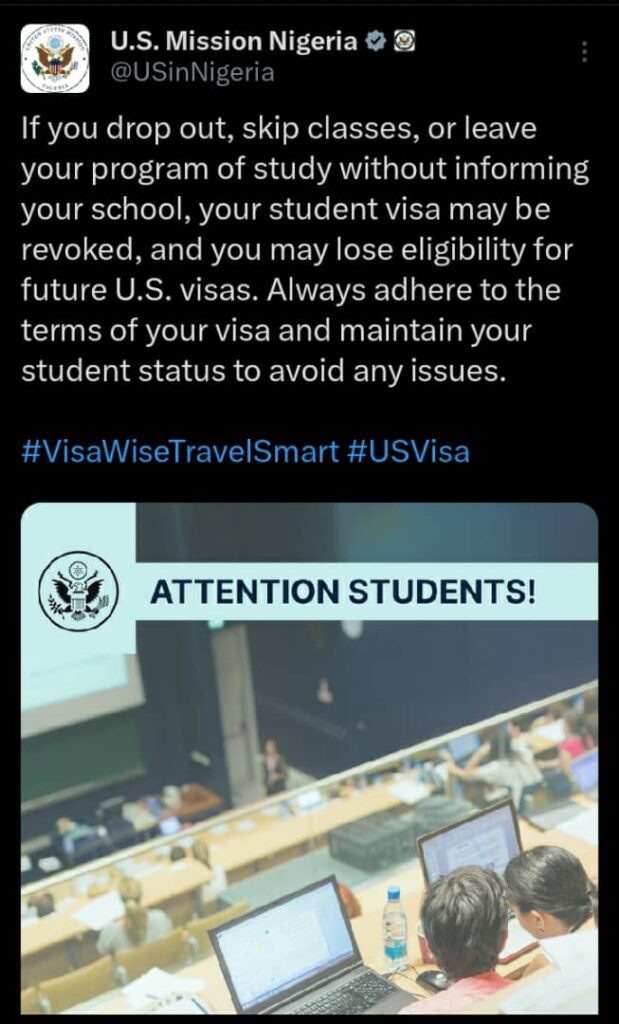 US Embassy Warns International Students About US Student Visa Cancellation Risks
